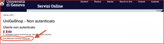 Accedi a UniGe Shop